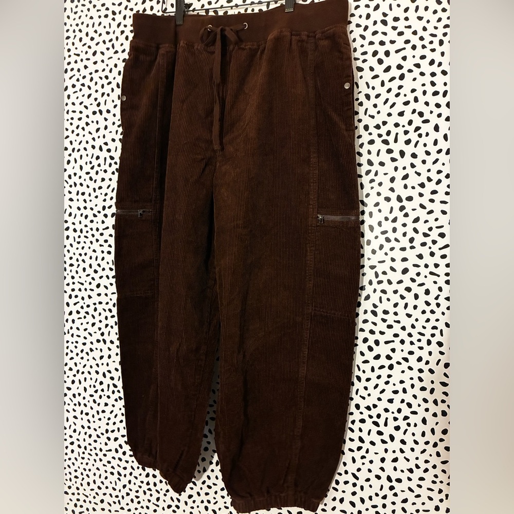 Poetry Tapered Corduroy Cargo Jogger Pant Size 14 Hemp Organic Cotton Yak Brown